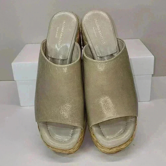 Paloma Barcelo 10.5 mm raffia wedge espadrille light green size 9 nwob - Picture 12 of 12